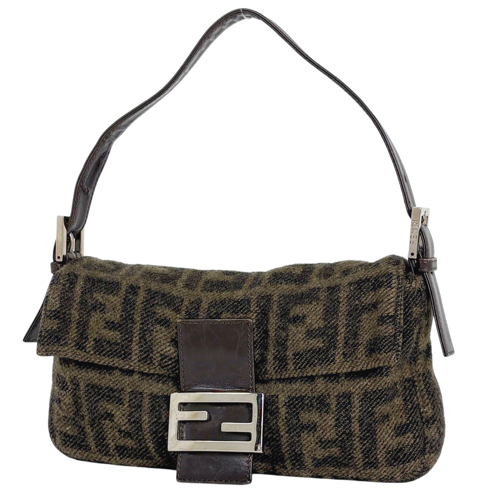 Fendi Zucca Mamma Baguette Handbag Hobo brown